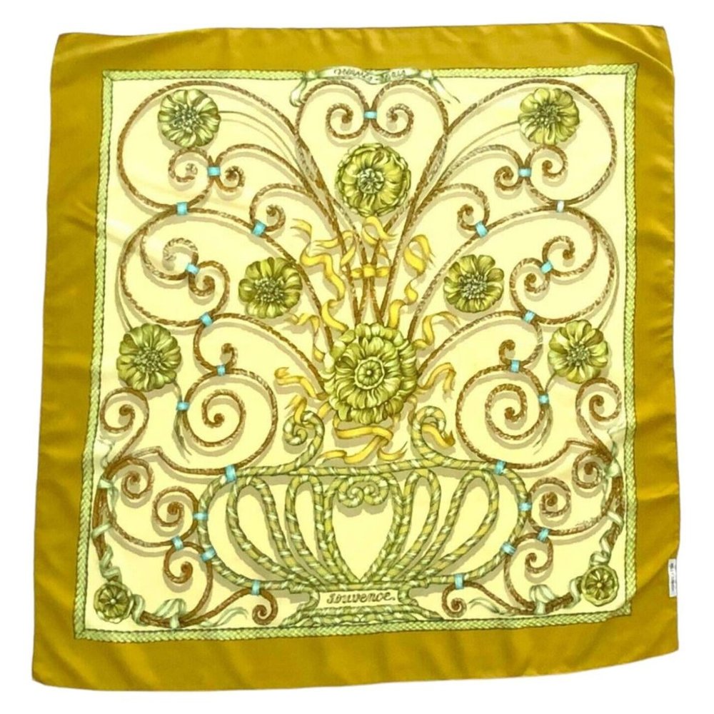 HERMÈS PARIS "Jouvence" By L.Menchari Mustard Flower Baroque Scarf SQR 35’’ G.C